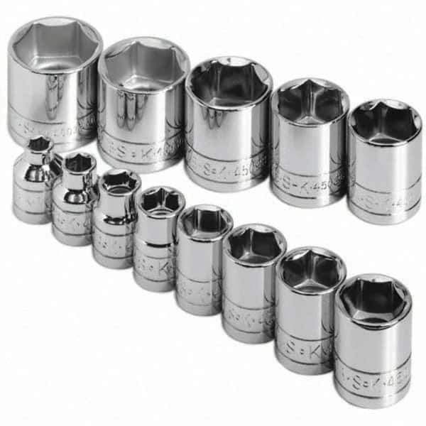 SK - 3/8" Drive Standard Socket Set - 1/4 to 1", Inch Measurement Standard - Eagle Tool & Supply