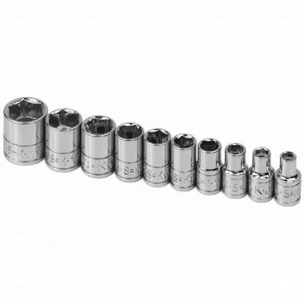 SK - 1/4" Drive Standard Socket Set - 3/16 to 9/16", Inch Measurement Standard - Eagle Tool & Supply
