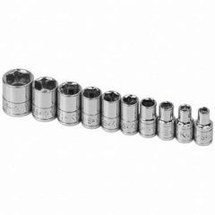 SK - 1/4" Drive Standard Socket Set - 3/16 to 9/16", Inch Measurement Standard - Eagle Tool & Supply