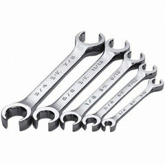 SK - 5 Piece, 1/4 x 5/16 to 3/4 x 7/8", Flare Nut Wrench Set - Inch System of Measurement, Chrome Finish - Eagle Tool & Supply