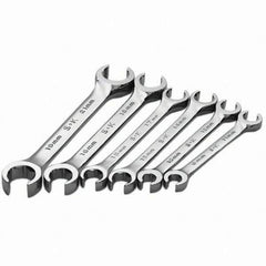 SK - 6 Piece, Flare Nut Wrench Set - Metric System of Measurement, Chrome Finish - Eagle Tool & Supply