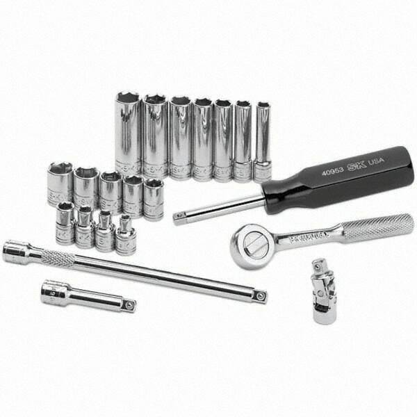 SK - 1/4" Drive Deep Socket Set - 4 to 12mm, Metric Measurement Standard - Eagle Tool & Supply