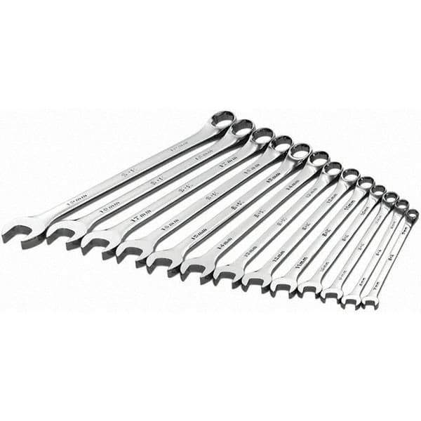 SK - 13 Piece, Combination Wrench Set - Metric System of Measurement, Chrome Finish - Eagle Tool & Supply