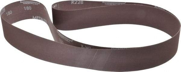 Norton - 2" Wide x 72" OAL, 180 Grit, Aluminum Oxide Abrasive Belt - Aluminum Oxide, Very Fine, Coated, X Weighted Cloth Backing, Series R228 - Eagle Tool & Supply