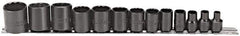 Proto - 13 Piece 3/8" Drive Socket Set - 12 Points, 1/4" to 1" Range, Inch Measurement Standard - Eagle Tool & Supply