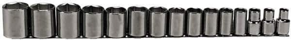 Proto - 15 Piece 1/2" Drive Socket Set - 6 Points, 3/8" to 1-1/4" Range, Inch Measurement Standard - Eagle Tool & Supply