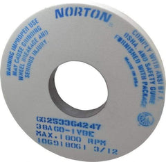 Norton - 14" Diam x 5" Hole x 1-1/2" Thick, I Hardness, 60 Grit Surface Grinding Wheel - Aluminum Oxide, Type 1, Medium Grade, 1,800 Max RPM, Vitrified Bond, No Recess - Eagle Tool & Supply