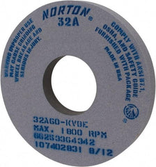 Norton - 14" Diam x 5" Hole x 1-1/2" Thick, K Hardness, 60 Grit Surface Grinding Wheel - Aluminum Oxide, Type 1, Medium Grade, 1,800 Max RPM, Vitrified Bond, No Recess - Eagle Tool & Supply
