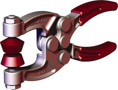 De-Sta-Co - 900 N Load Capacity, 1.08" Throat Depth, 4.63" OAL, Forged Alloy Steel, C Style Plier Clamp - 0.29" Max Jaw Capacity, M6 Spindle, 2.06" Open Throat Height, Red Handle, Spindle End - Eagle Tool & Supply