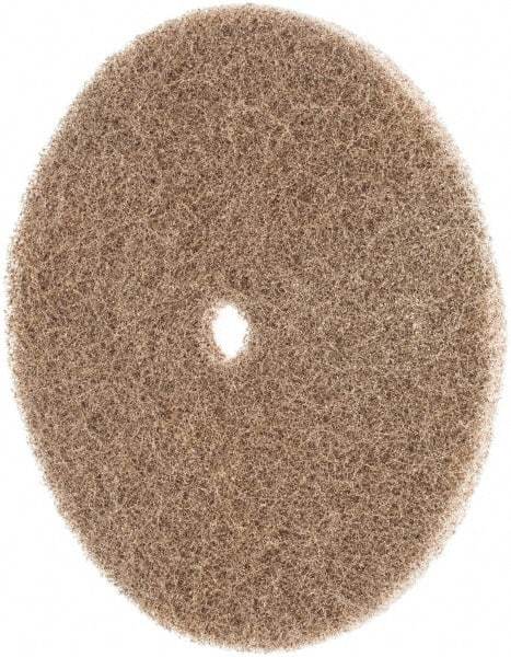 3M - 6" Medium Grade Deburring Disc - 1/2" Center Hole, Arbor Connection, Tan, 4,000 Max RPM - Eagle Tool & Supply