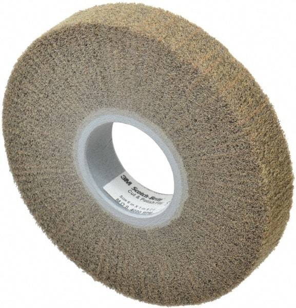 3M - 6" Diam Aluminum Oxide Cutting, Polishing Flap Wheel - 2" Hole, 1" Wide, Density 7, Nonwoven, Medium Grade, 4,000 Max RPM - Eagle Tool & Supply
