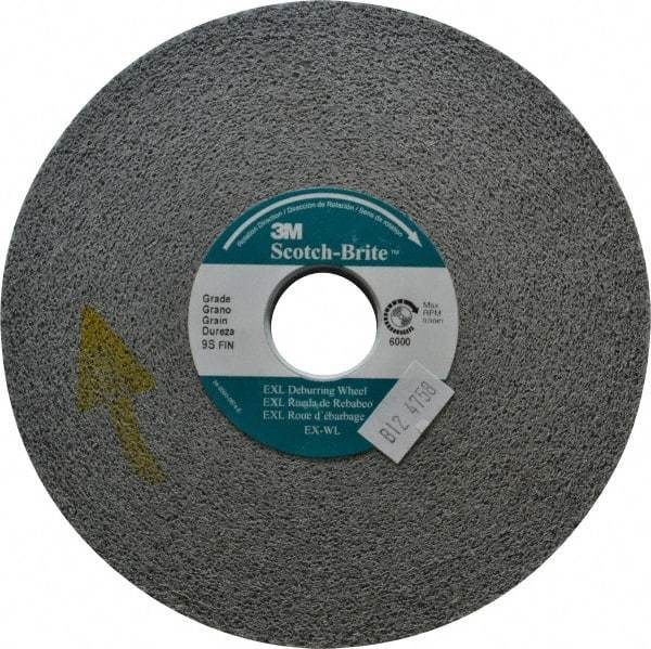3M - 6" Diam, 2" Face Width, 1" Center Hole, Fine Grade, Silicon Carbide Deburring Wheel - Convolute, Hard Density 9 Grade, 6,000 RPM - Eagle Tool & Supply