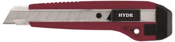 Hyde Tools - Snap Utility Knife - 18mm Blade, Red & Black Polystyrene (High Impact) Handle, 3 Blades Included - Eagle Tool & Supply