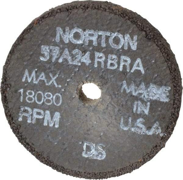 Norton - 3" Diam x 3/8" Hole x 3/8" Thick, R Hardness, 24 Grit Surface Grinding Wheel - Aluminum Oxide, Type 1, Very Coarse Grade, 18,080 Max RPM, No Recess - Eagle Tool & Supply