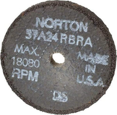 Norton - 3" Diam x 3/8" Hole x 3/8" Thick, R Hardness, 24 Grit Surface Grinding Wheel - Aluminum Oxide, Type 1, Very Coarse Grade, 18,080 Max RPM, No Recess - Eagle Tool & Supply