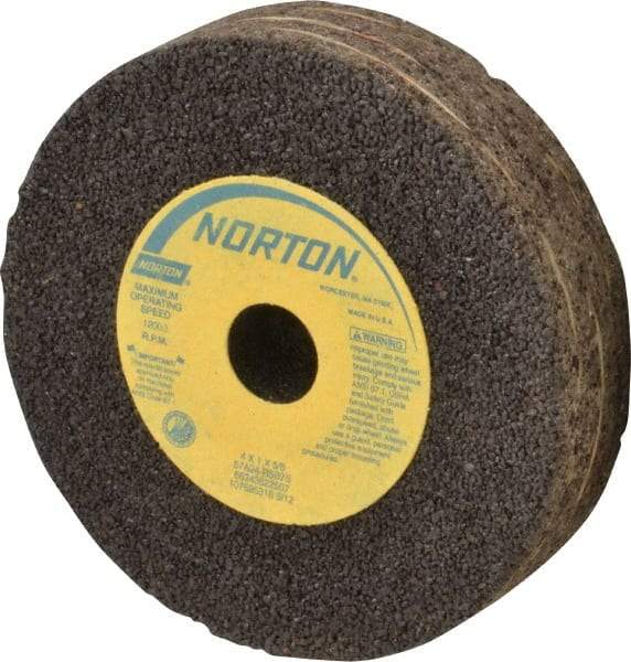 Norton - 4" Diam x 5/8" Hole x 1" Thick, R Hardness, 24 Grit Surface Grinding Wheel - Aluminum Oxide, Type 1, Very Coarse Grade, 12,000 Max RPM, Resinoid Bond, No Recess - Eagle Tool & Supply