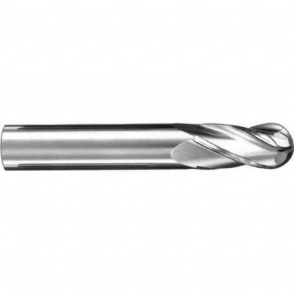 SGS - 1/4" Diam, 3/4" LOC, 4 Flute Solid Carbide Ball End Mill - Exact Industrial Supply