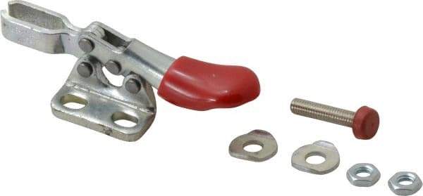 De-Sta-Co - 60 Lb Holding Capacity, Horizontal Handle, Manual Hold Down Toggle Clamp - 80° Handle Movement, 90° Bar Opening, U-Bar, Left Flanged Base, Electro-Plated Zinc, Carbon Steel - Eagle Tool & Supply