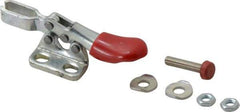 De-Sta-Co - 60 Lb Holding Capacity, Horizontal Handle, Manual Hold Down Toggle Clamp - 80° Handle Movement, 90° Bar Opening, U-Bar, Left Flanged Base, Electro-Plated Zinc, Carbon Steel - Eagle Tool & Supply