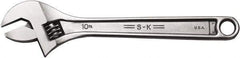 SK - 1-1/8" Jaw Capacity, 10" Standard Adjustable Wrench - Steel, Chrome Finish, 10" OAL - Eagle Tool & Supply