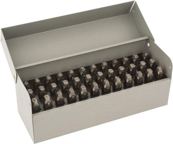 C.H. Hanson - 36 Piece, 3/16" Character Steel Stamp Set - Letters & Figures, Low Stress Round Face Dot - Eagle Tool & Supply