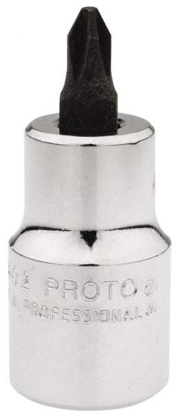 Proto - 1/2" Drive, 5/16" Wide, #2 Point, Phillips Screwdriver Socket - 2-5/32" OAL - Eagle Tool & Supply