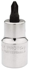 Proto - 1/2" Drive, 5/16" Wide, #2 Point, Phillips Screwdriver Socket - 2-5/32" OAL - Eagle Tool & Supply