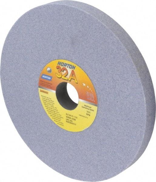 Norton - 8" Diam x 1-1/4" Hole x 3/4" Thick, J Hardness, 60 Grit Surface Grinding Wheel - Aluminum Oxide, Type 1, Medium Grade, 3,600 Max RPM, Vitrified Bond, No Recess - Eagle Tool & Supply