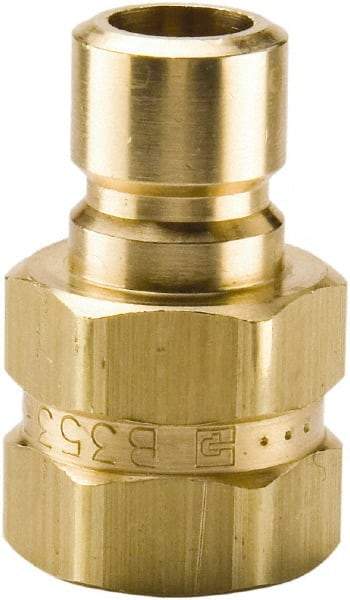 Parker - 1/4 NPTF Brass Hydraulic Hose Female Pipe Thread Nipple - 200 psi, 6 GPM, Series Moldmate - Eagle Tool & Supply