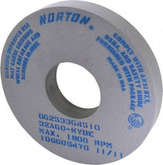 Norton - 14" Diam x 5" Hole x 2" Thick, K Hardness, 60 Grit Surface Grinding Wheel - Aluminum Oxide, Type 1, Medium Grade, 1,800 Max RPM, Vitrified Bond, No Recess - Eagle Tool & Supply