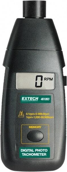 Extech - Accurate up to 0.05%, Noncontact Tachometer - 6.7 Inch Long x 2.8 Inch Wide x 1-1/2 Inch Meter Thick, 5 to 99,999 RPM Measurement - Eagle Tool & Supply