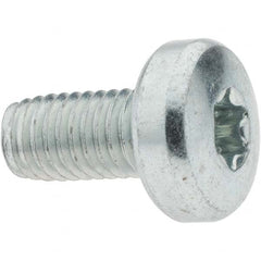 M8x1.25 Coarse 40mm Long 6-Lobe Pin Thread Cutting Screw 12L14 Steel, Pan Head, Self Drilling Point, Zinc-Plated