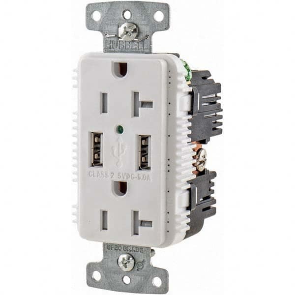 Hubbell Wiring Device-Kellems - USB Receptacles Number of USB Ports: 2 Number of Receptacles: 2 - Eagle Tool & Supply