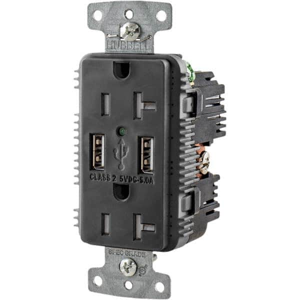 Hubbell Wiring Device-Kellems - USB Receptacles Number of USB Ports: 2 Number of Receptacles: 2 - Eagle Tool & Supply