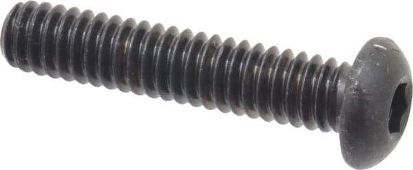 Made in USA - 1/4-20 UNC Hex Socket Drive, Button Screw - Alloy Steel, Black Oxide Finish, Fully Threaded, 1-1/4" Length Under Head - Eagle Tool & Supply