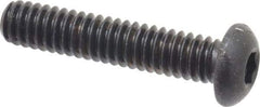 Made in USA - 1/4-20 UNC Hex Socket Drive, Button Screw - Alloy Steel, Black Oxide Finish, Fully Threaded, 1-1/4" Length Under Head - Eagle Tool & Supply