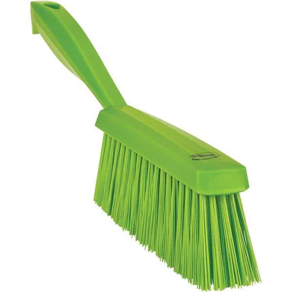 Vikan - 14" OAL, Polyester Staple Set Bench Brush - 2" Bristle Length, 6-3/8" Long Head, Straight Polypropylene Handle, Lime Green - Eagle Tool & Supply