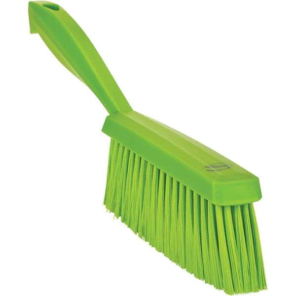 Vikan - 14" OAL, Polyester Staple Set Bench Brush - 2" Bristle Length, 6-3/8" Long Head, Straight Polypropylene Handle, Lime Green - Eagle Tool & Supply