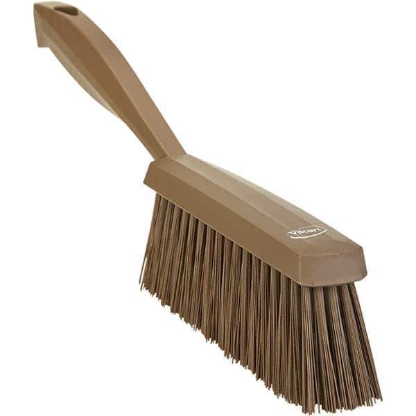 Vikan - 14" OAL, Polyester Staple Set Bench Brush - 2" Bristle Length, 6-3/8" Long Head, Straight Polypropylene Handle, Brown - Eagle Tool & Supply