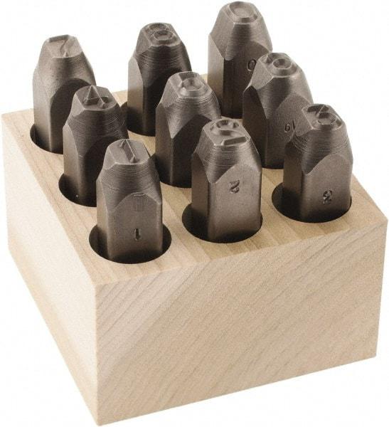 C.H. Hanson - 9 Piece, 3/8" Character Steel Stamp Set - Figures, Reverse - Eagle Tool & Supply