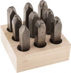 C.H. Hanson - 9 Piece, 1/2" Character Steel Stamp Set - Figures, Reverse - Eagle Tool & Supply