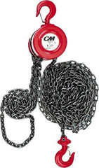 CM - 2,000 Lb Lifting Capacity, 15' Lift Height, Hand Hoist - Made from Chain, 37' Overhaul to Lift 1', 77 Lb Avg Pull to Lift Rated Load, 1 Chain - Eagle Tool & Supply