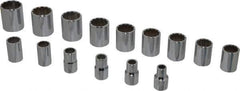 Proto - 15 Piece 1/2" Drive Socket Set - 12 Points, 3/8" to 1-1/4" Range, Inch Measurement Standard - Eagle Tool & Supply