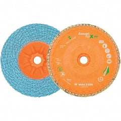 WALTER Surface Technologies - 40 Grit, 6" Disc Diam, 5/8-11 Center Hole, Type 27 Zirconia Alumina Flap Disc - 10,200 Max RPM, Polyester Backing, Arbor Attaching System, Coated - Eagle Tool & Supply