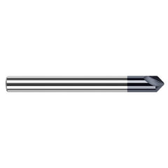 Engraving Cutters - 0.1250″ (1/8″) Shank Diameter × 0.0200″ Radius × 90° included Carbide Marking Cutter, 2 Flutes, AlTiN Coated - Exact Industrial Supply