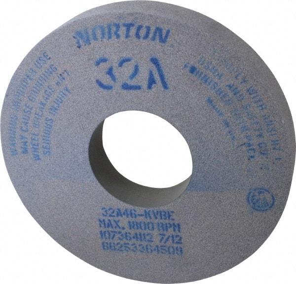 Norton - 14" Diam x 5" Hole x 2" Thick, K Hardness, 46 Grit Surface Grinding Wheel - Aluminum Oxide, Type 1, Coarse Grade, 1,800 Max RPM, Vitrified Bond, No Recess - Eagle Tool & Supply