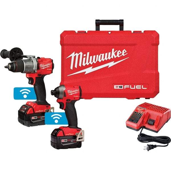 Milwaukee Tool - 18 Volt Cordless Tool Combination Kit - Includes 1/2" Drill/Driver & 1/4" Impact Driver, Lithium-Ion Battery Included - Eagle Tool & Supply