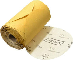 Norton - 6" Diam, 150 Grit Aluminum Oxide Adhesive PSA Disc - Medium Grade, Gold, C Weighted Backing, Flexible - Eagle Tool & Supply