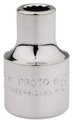 Proto - 3/8" Drive, Standard Hand Socket - 12 Points, 1-3/32" OAL, Chrome Finish - Eagle Tool & Supply