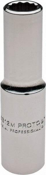 Proto - 1/2" Drive, Deep Hand Socket - 12 Points, 3-1/4" OAL, Chrome Finish - Eagle Tool & Supply